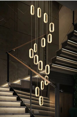 3200-6500K Trois couleurs de changement de lumière lampadaire LED moderne luxe de lumière ovale acrylique pendentif pour la maison et le restaurant