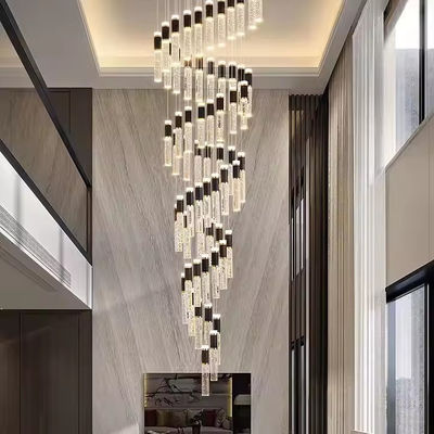 Belle maison en cristal Escalier tournant Pendant Light Moderne Simple Hôtel Salon Duplex Lustreur Led Escalier Light