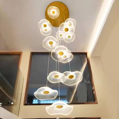 Moderne Lotus Leaf Design LED Plafond Acrylique Lumière Escalier maison de luxe décoratif de l'éclairage lustre