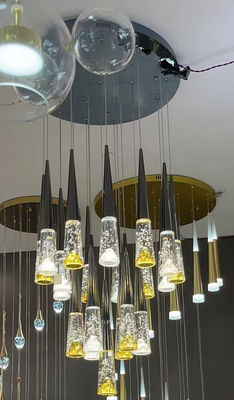Nordic Light Luxury Silver Mountain Lustre de cristal pour une Villa Duplex Escalier
