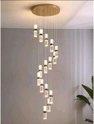 Chandelier de luxe à bâton de cristal à hauteur réglable pour restaurant, hôtel ou villa
