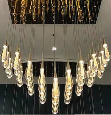 Villa à l'intérieur Hôtel Home G4 Bulbe Type Aluminium Goutte d'eau Villa Escalier Led Crystal Chandelier