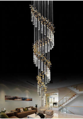 Nouveau salon à bulles de cristal à colonne de lumière LED de luxe simple lampe suspendue longue villa duplex escalier tournant immeuble de grande hauteur