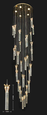 Tête d'ours Escalier en cristal Lumière Luxe Long Chandelier Rotatif Duplex Moderne Simple Villa Appartement Choisir Salle de séjour vide Grand Chandelier