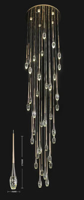 46 gouttelettes d'eau de long poteau d'escalier de cristal lumière luxe long lustre simple nordique long lustre villa salon creux rotatif créatif double filet rouge restaurant lustre