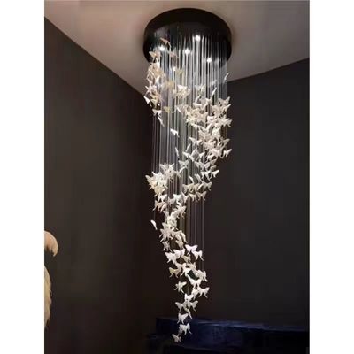 Créatif nordique Papillon en céramique blanche Chandelier de salon simple salle à manger moderne Escaliers Chambre à coucher Villa Lampes en céramique