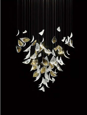 Chandelier de cristal moderne décoratif de luxe grand feuille de verre à LED