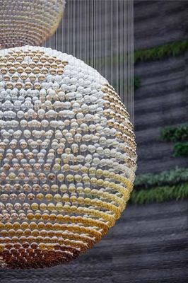 Hôtel sur mesure Lobby Centre commercial Galerie d'art créatif Globe Design Bronze Luxe Globe en verre moderne Lustre