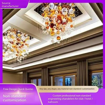 Chandelier à billes de verre à bulles de cristal multicolore décoratif moderne utilisé pour le hall d'hôtel Table de mariage personnalisée Longues escaliers de grande taille Projet de luxe Led Chandelier à billes de verre Pendant Light