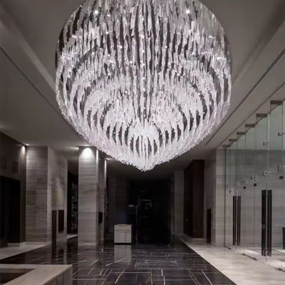 Lumières à collier en verre feuille moderne personnalisé Villa Hôtel Lobby Projet Textures Tordues Lumières de verre clair Art