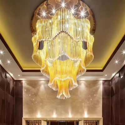 Lobby des ventes Luxe Crystal Light Projet non standard Ronde LED Lustre d'art créatif Avec une durée de vie de 50000 heures
