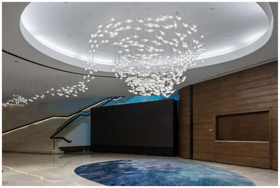 Hôtel sur mesure Lobby Chandeliers décorés Lampe suspendue suspendue Centre commercial Villa Salon LED Lumière en forme de poisson verre