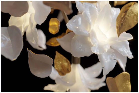 Villa Hollow Salon plein lustre en cuivre LED lampe à fleurs personnalisée choisir haut lampe à escalier rotative duplex 5-