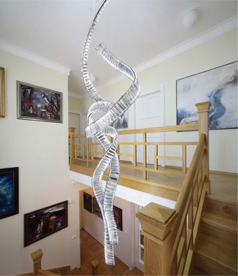 Villa haut escalier double lumière cristalline atmosphère ruban lampes Zhongshan maison décoration éclairage salon lampe 30 kg