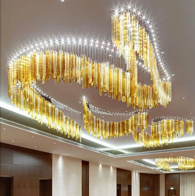 Contrôle de commutateur Lustre LED en acier inoxydable moderne pour la décoration intérieure Plafond blanc chaud suspendu en verre LED professionnel