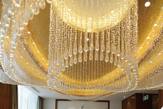 Hôtel Mariage Décoration intérieure contemporaine Plafond LED moderne Lumière suspendue Villa Escalier d'hôtel Lustre de cristal