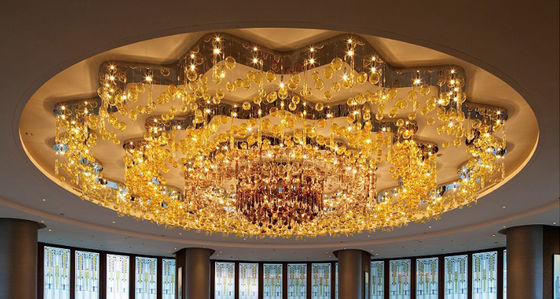 Accueil Lustre Lampe dorée ronde Escalier de cuisine Hôtel grand salon Plafond Led Luxe Cristal Modern Pendant Lights Lumières