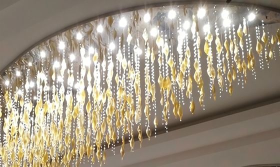 Chandelier de plafond à LED Art de luxe 1 pièce Pendentif de verre Lumière à main Chandelier de verre soufflé Or Crystal Hotel Villa Custom Modern