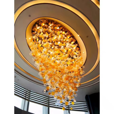 Lustre moderne en cristal et pierre pour la maison, lampe à boule en verre LED pour hôtel, restaurant, hall de centre commercial, source d'alimentation CA