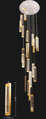 Nouveau luxe moderne Lumière d'or cristallin lustre Loft Led Pendant Lumières de l'hôtel Lobby Escalier haut plafond lustres lampe
