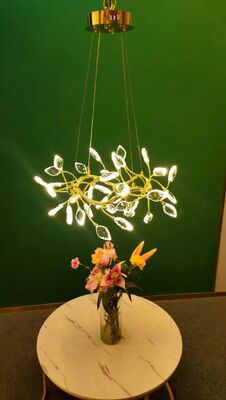 Nouveau plafond décoratif intérieur de salon Led Pendant Light Luxe Chandeliers de feuilles de cristal