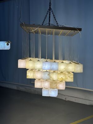 Chandelier en marbre naturel moderne de luxe Villa espagnole naturelle salon lampadaire restaurant lampe suspendue en alabaster