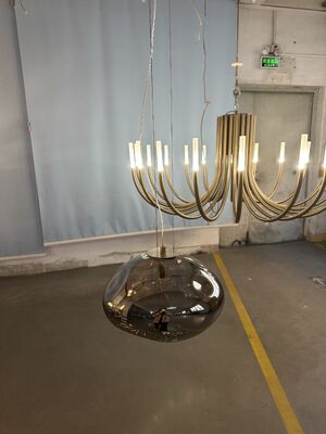 Lustre moderne en métal doré à LED K9 en cristal de luxe, grand lustre rond pour chambre d'hôtel, salon avec culot E12