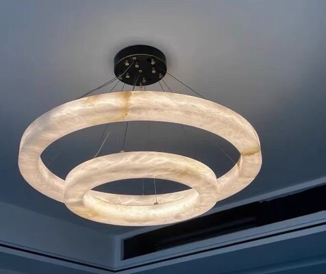 Lustre personnalisé en albâtre L1P, suspension de luxe en laiton
