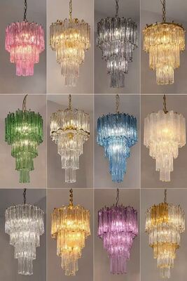 Lustres en cristal de luxe colorés italiens Lampes suspendues modernes en verre Éclairage de plafond suspendu en cristal lustre