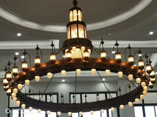 Projet personnalisé Chandelier islamique de grande luxe en or Lumière de la mosquée Chandelier de cristal pour l'église