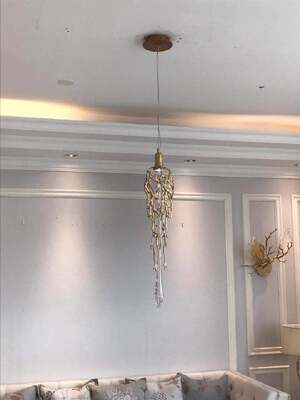 Lustre en cristal de luxe pendentif lumière Grand Foyer salle de bal surdimensionné finition or plafond éclairage décoratif