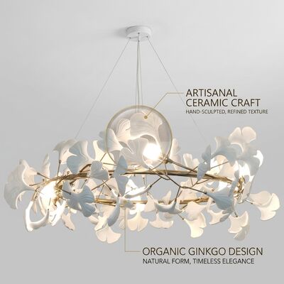 Lustre en feuille de palmier en cristal fabriqué à la main, lampe suspendue de luxe plaquée or pour salle à manger de Villa