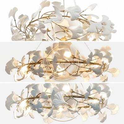 Lustre suspendu en feuille de palmier en cristal contemporain de luxe, finition dorée personnalisée, plafonnier suspendu pour décoration d'hôtel et de Villa