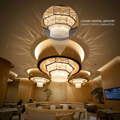 Lustre en cristal multicouche en marbre sur mesure, grand lustre suspendu pour foyer, hôtel, villa, club