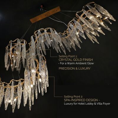 Grand lustre en cristal avec pendentif en marbre, luminaire suspendu personnalisé, décoration de salle à manger de luxe