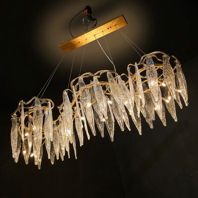 Lustre Suspendu Haut de Gamme sur Mesure en Bronze et Cristal pour Salon