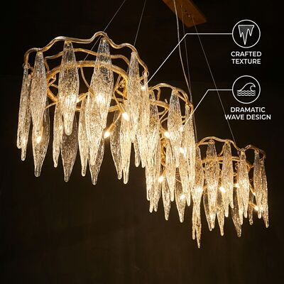 Luxe marbre multi-pendentif lustre de cristal lumineux personnalisé fixation suspendue hôtel villa club