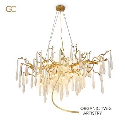 Double-Tier Glass Drum Chandelier Gold Iron Frame Custom Hotel Villa Club Dining Luxury Pendant Light