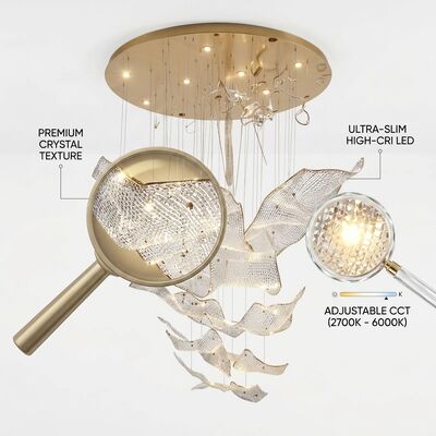Lampe suspendue en laiton, corps en métal doré sur mesure, température de couleur réglable 3000-6500K, antirouille pour Villa